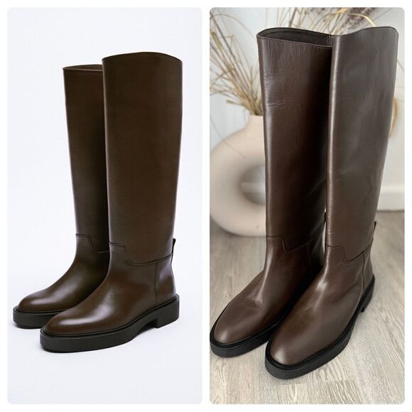 ZARA FLAT KNEE HIGH BOOTS - Picture 1 of 8
